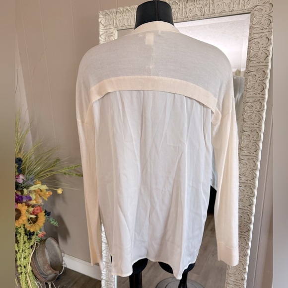 Nordstrom Signature • V Neck Mixed Media Cardigan - Picture 8 of 11
